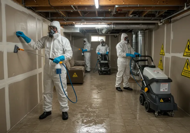 Basement Moisture Removal and Structural Drying process in Prien, LA